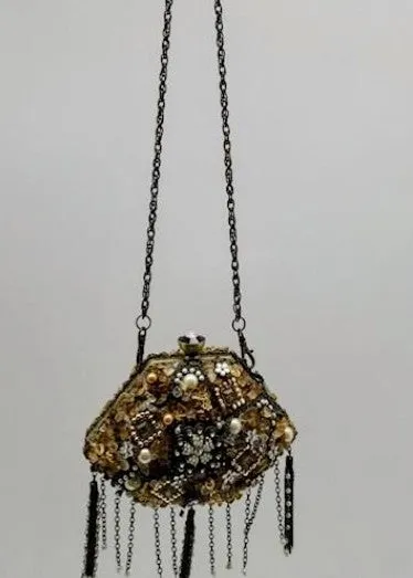 Mary Frances Kisslock Angular Beaded Satchel Handbag