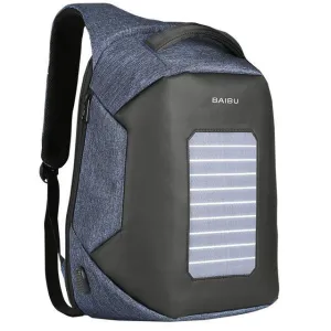 Men's Anti-Theft Solar Powered 10W Laptop Backpack with USB Charging