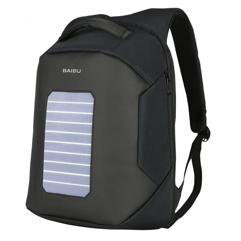 Men's Anti-Theft Solar Powered 10W Laptop Backpack with USB Charging