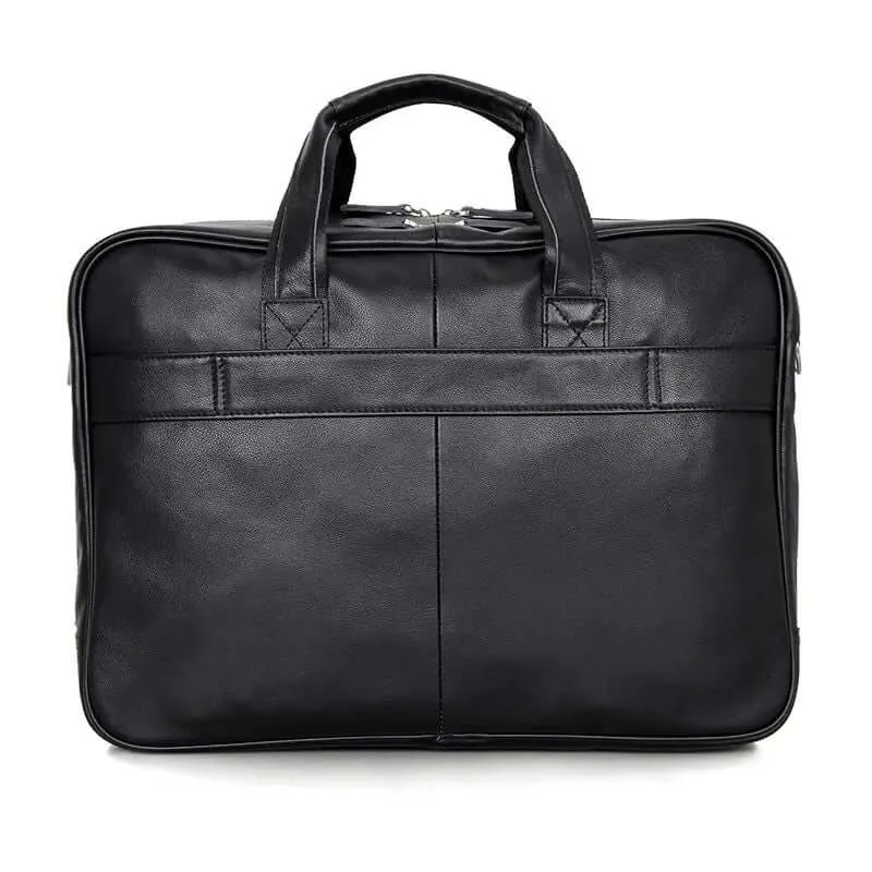 Men's Black Leather Laptop Bag - For Business & Travel