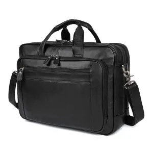 Men's Black Leather Laptop Bag - For Business & Travel