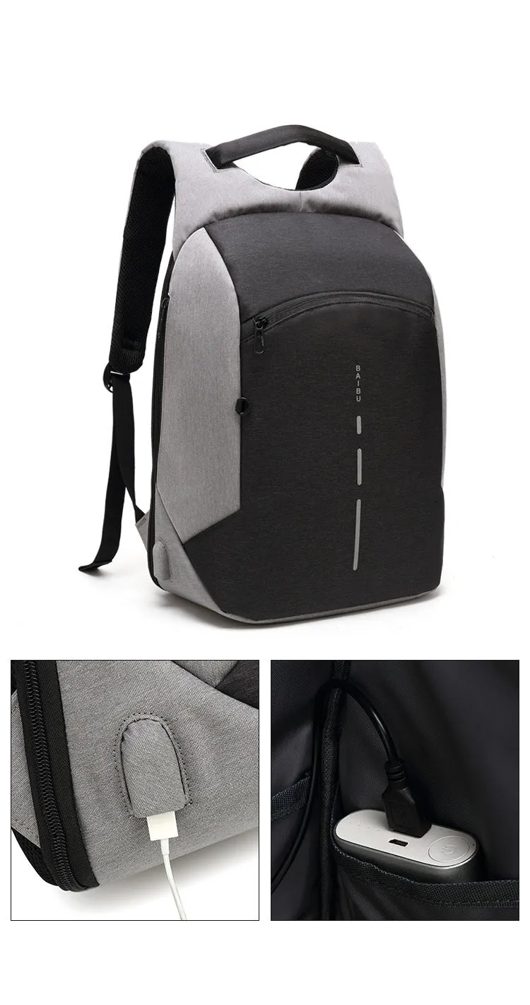 Men's Small Fashion Anti-Theft Backpack with USB Charging