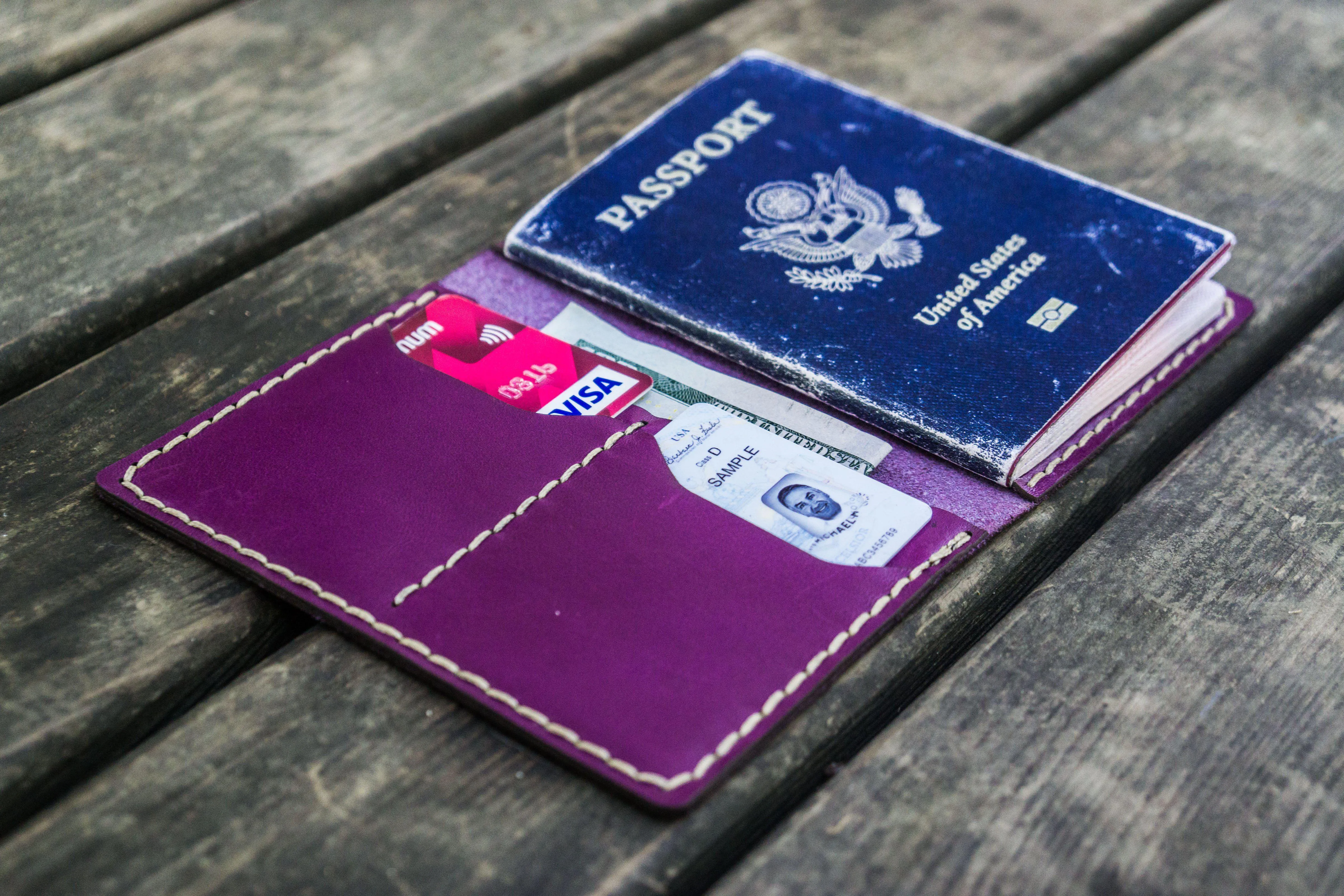 No.06 Leather Passport Holder - Purple