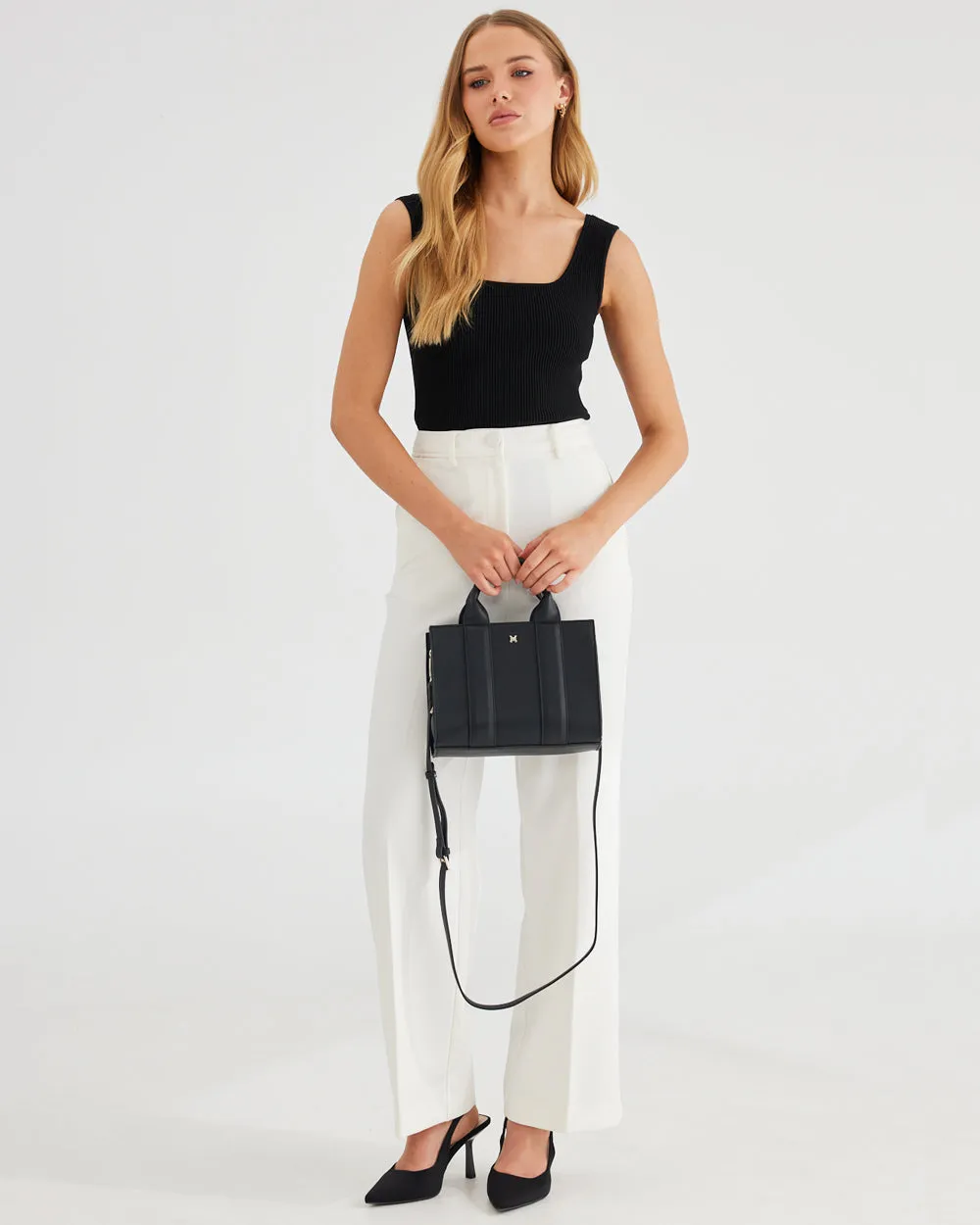 Nova Small Grab Tote With Metallic Stripe Strap