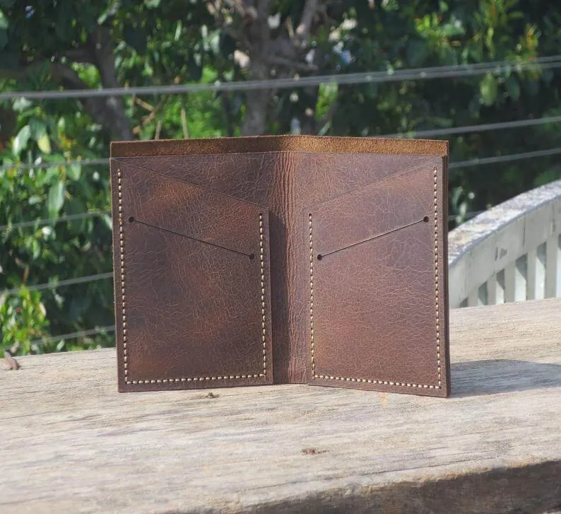 Personalized Leather WALLET, Leather Men's Bi-Fold Pocket Wallet, Card Holder, Gift Wallet, Hand Stitched - Listing # 2030