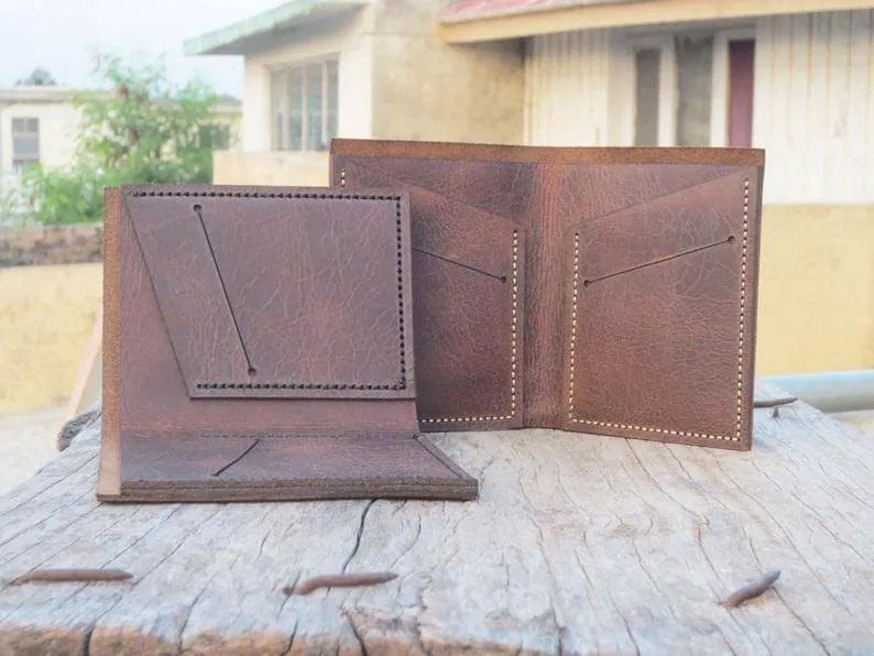 Personalized Leather WALLET, Leather Men's Bi-Fold Pocket Wallet, Card Holder, Gift Wallet, Hand Stitched - Listing # 2030