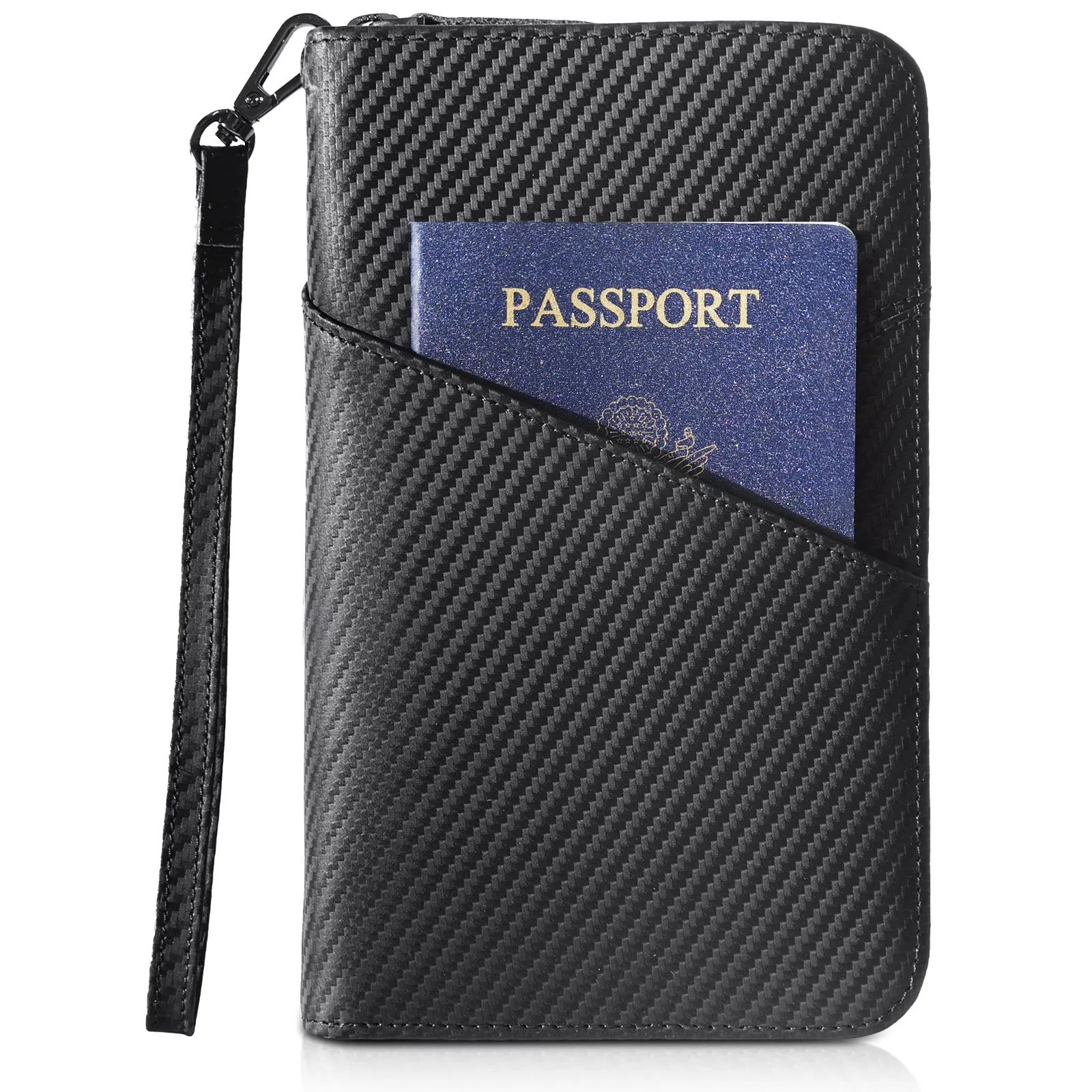 Polare Full Grain Leather Passport Holder With YKK Zipper RFID Blocking Travel Document Organizer Ticket Holder Cover Case Holds 2 Passports