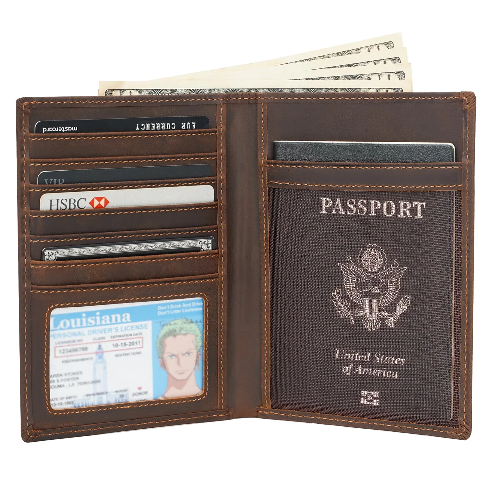 Polare Luxury RFID Blocking Leather Passport Holder Travel Wallet For Men and Women