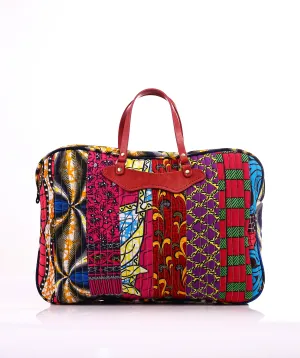 Quilted Multi- Ankara Laptop Bag (leather handle)