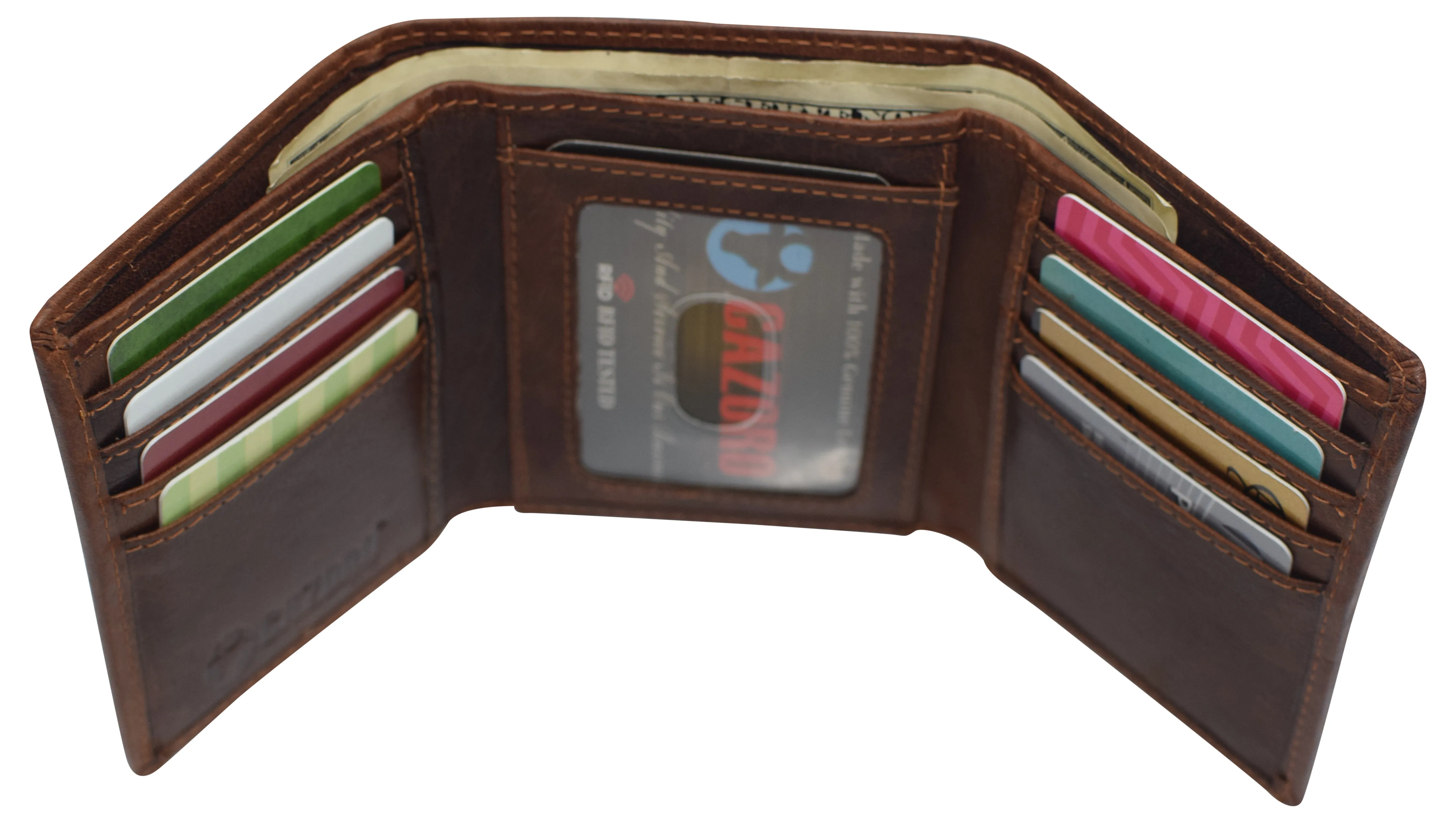 Real Buffalo Leather Wallets for Men - RFID Blocking Slim Trifold Wallet with Card Slots