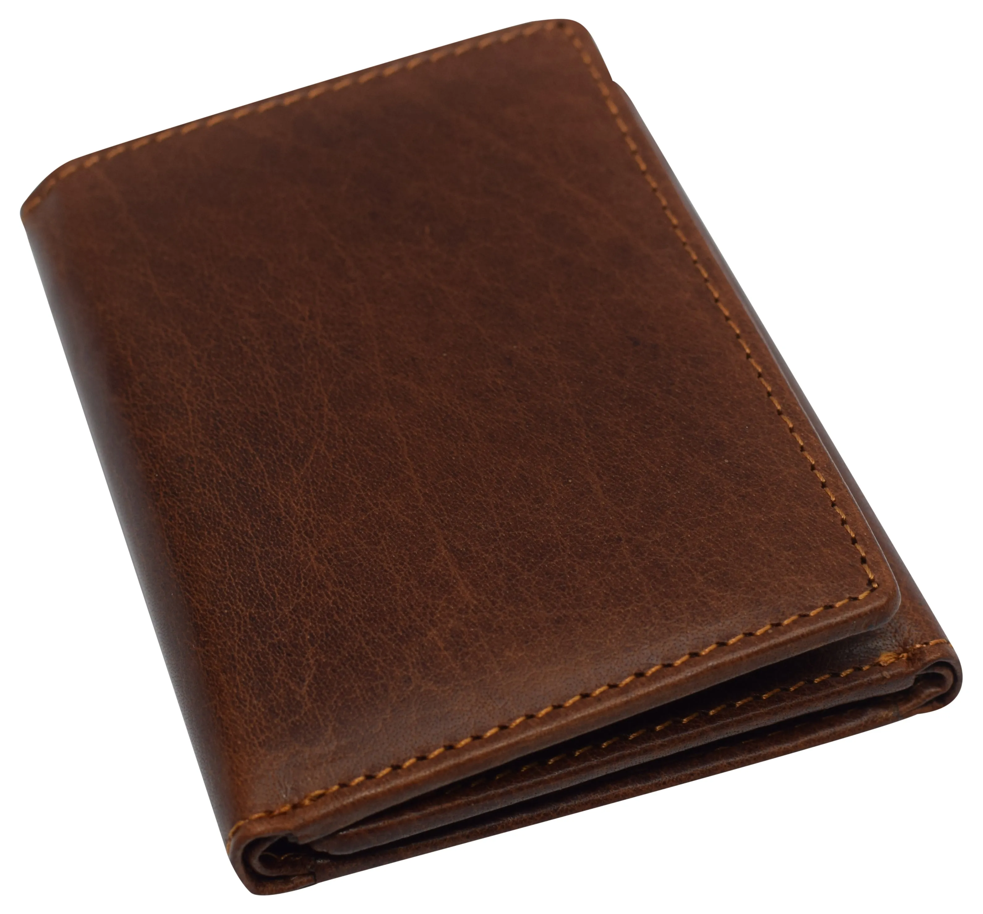 Real Buffalo Leather Wallets for Men - RFID Blocking Slim Trifold Wallet with Card Slots