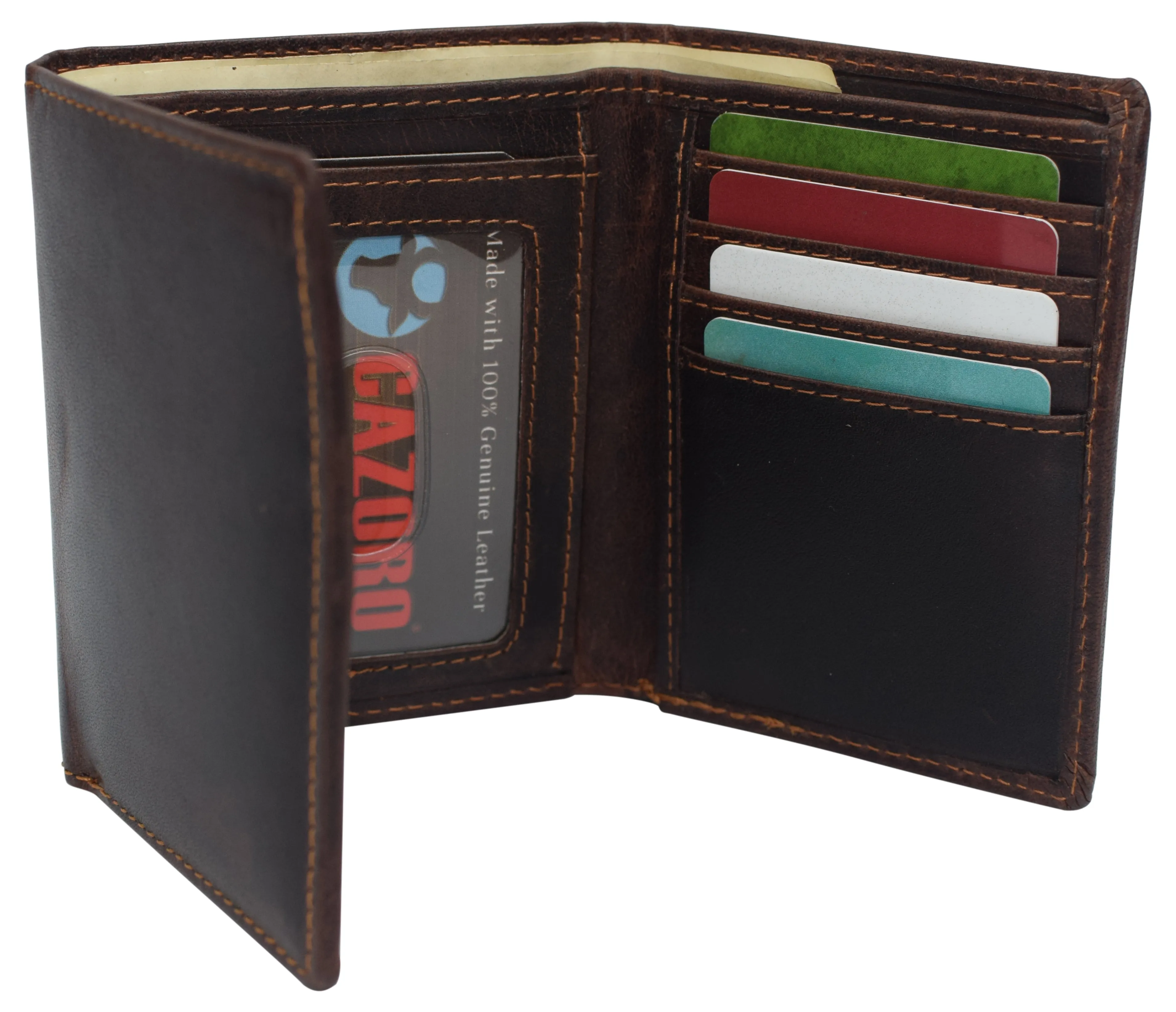 Real Buffalo Leather Wallets for Men - RFID Blocking Slim Trifold Wallet with Card Slots