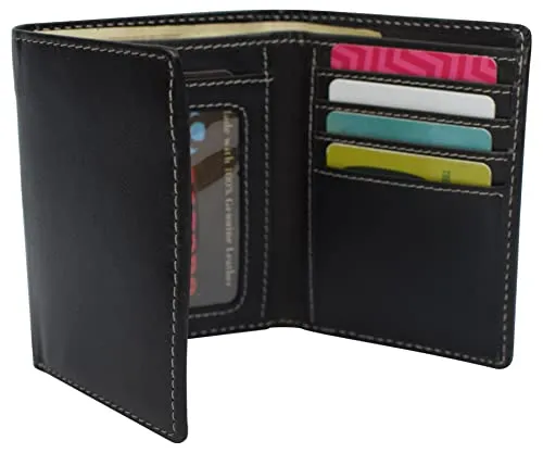 Real Buffalo Leather Wallets for Men - RFID Blocking Slim Trifold Wallet with Card Slots