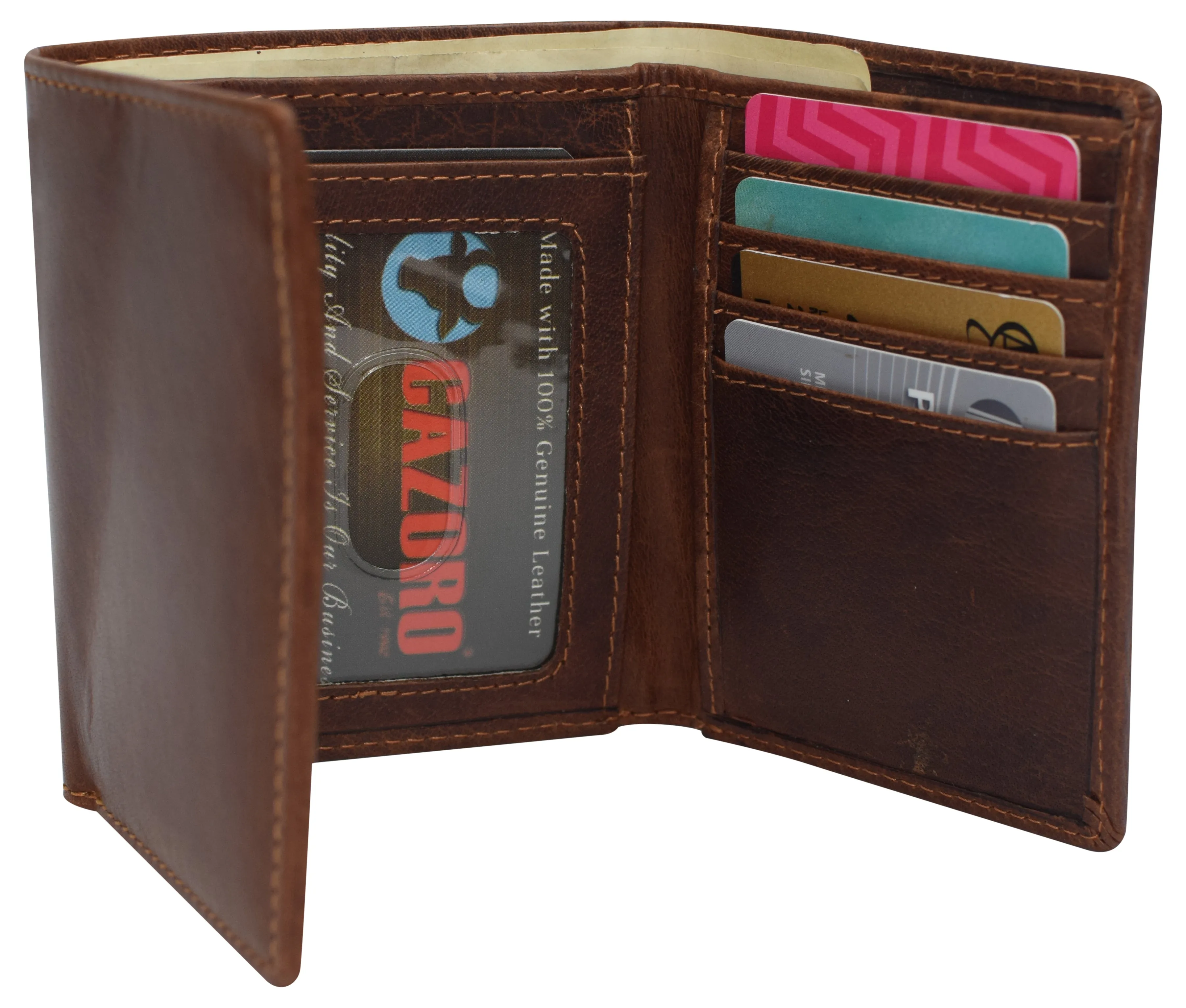 Real Buffalo Leather Wallets for Men - RFID Blocking Slim Trifold Wallet with Card Slots