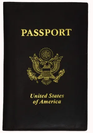 RFID Blocking USA Gold Logo Leather Passport Cover Holder RFID 151USA (C)