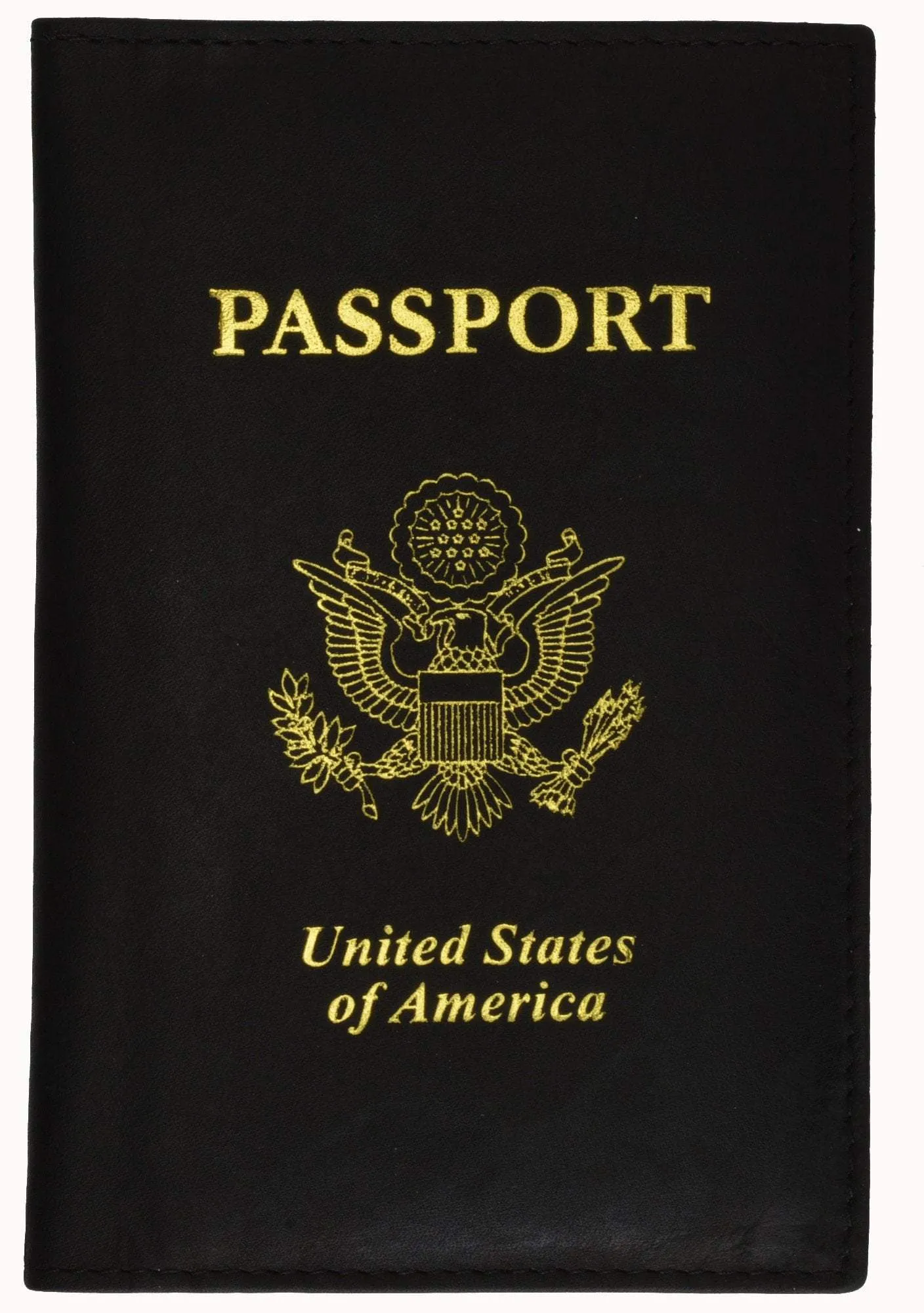 RFID Blocking USA Gold Logo Leather Passport Cover Holder RFID 151USA (C)