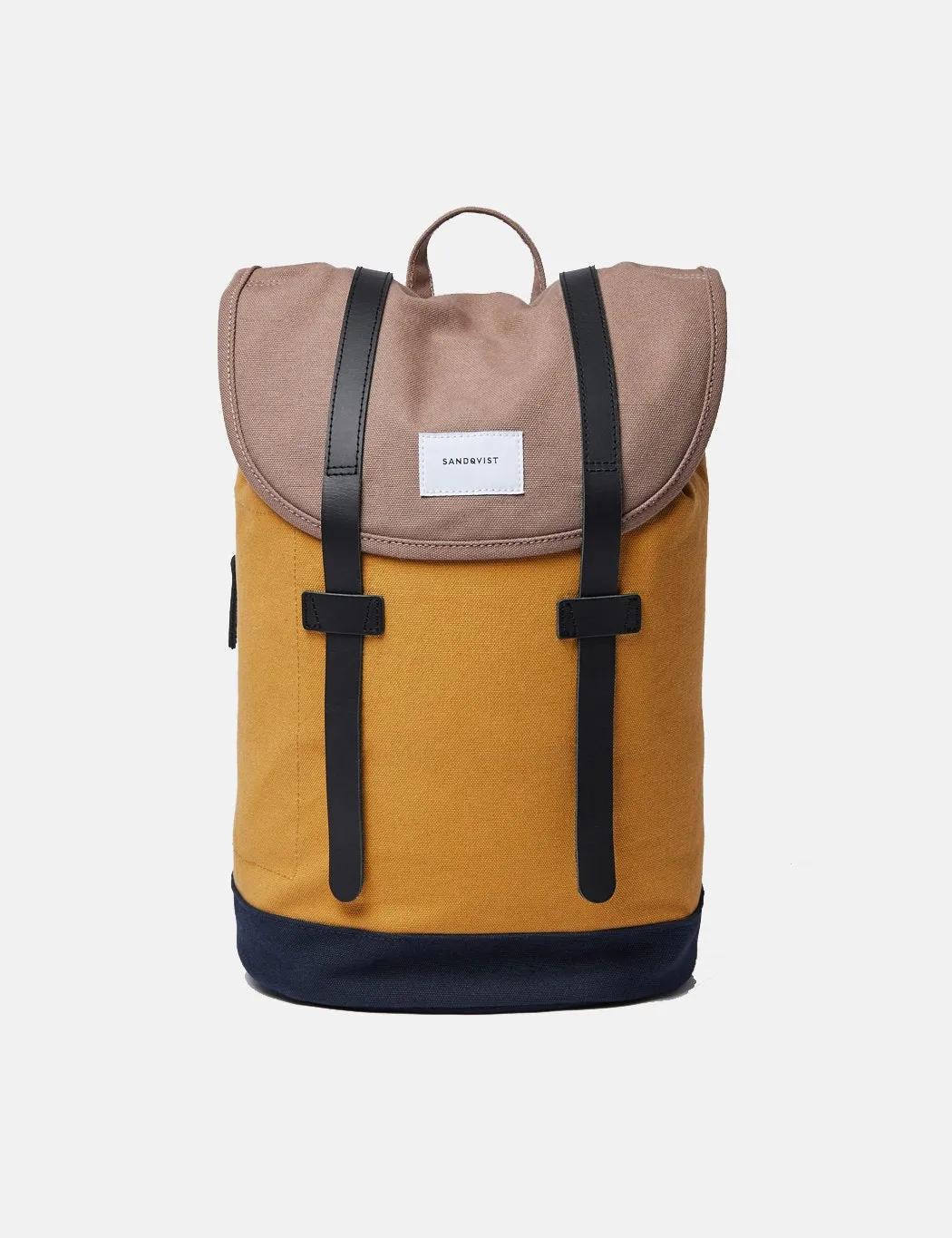 Sandqvist Stig Backpack (Canvas) - Earth Brown/Honey Yellow/Navy Blue