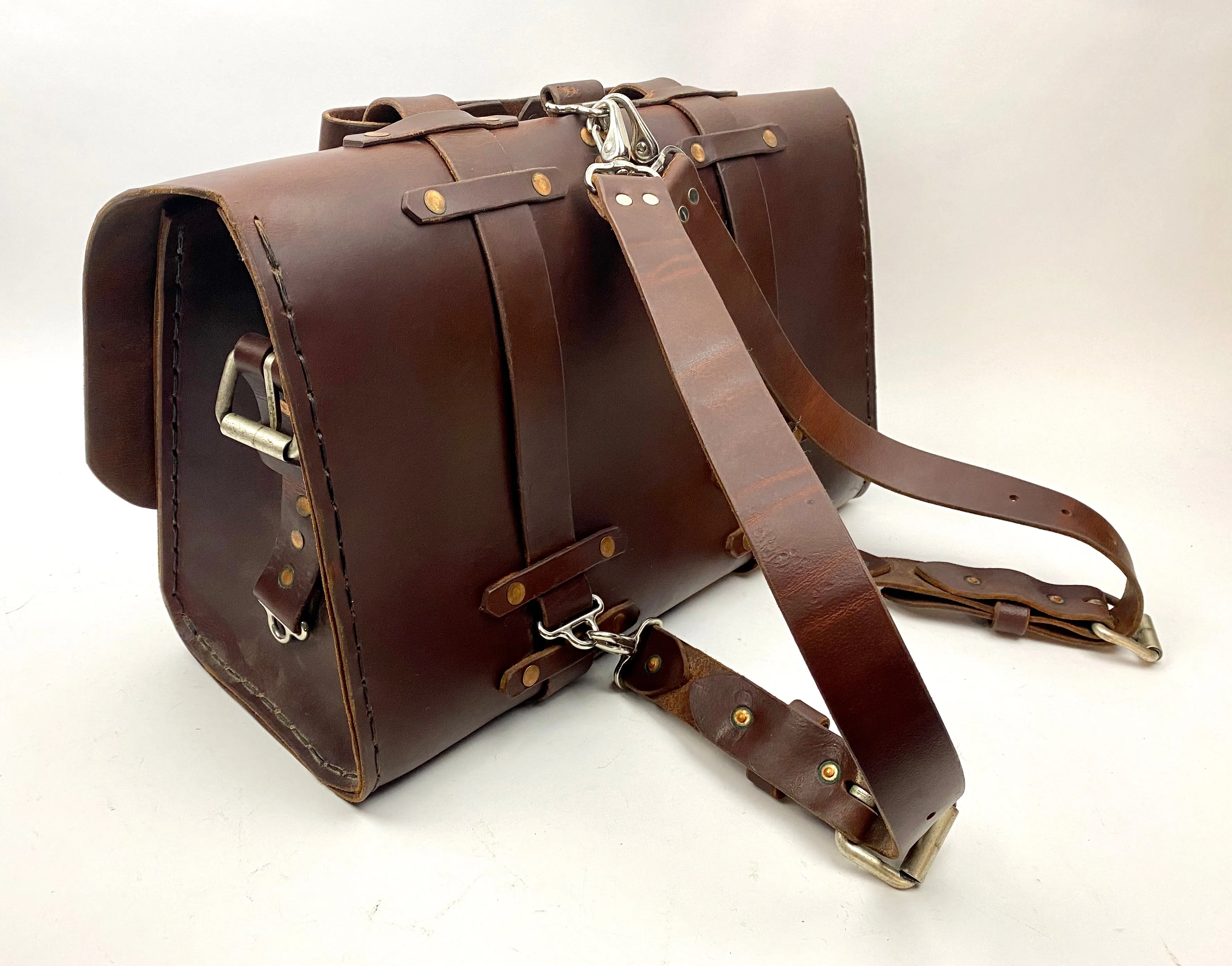 Seasoned No. 4311 - Large Scotch Grunge Leather Satchel with Backpack Option & Custom Front Insert