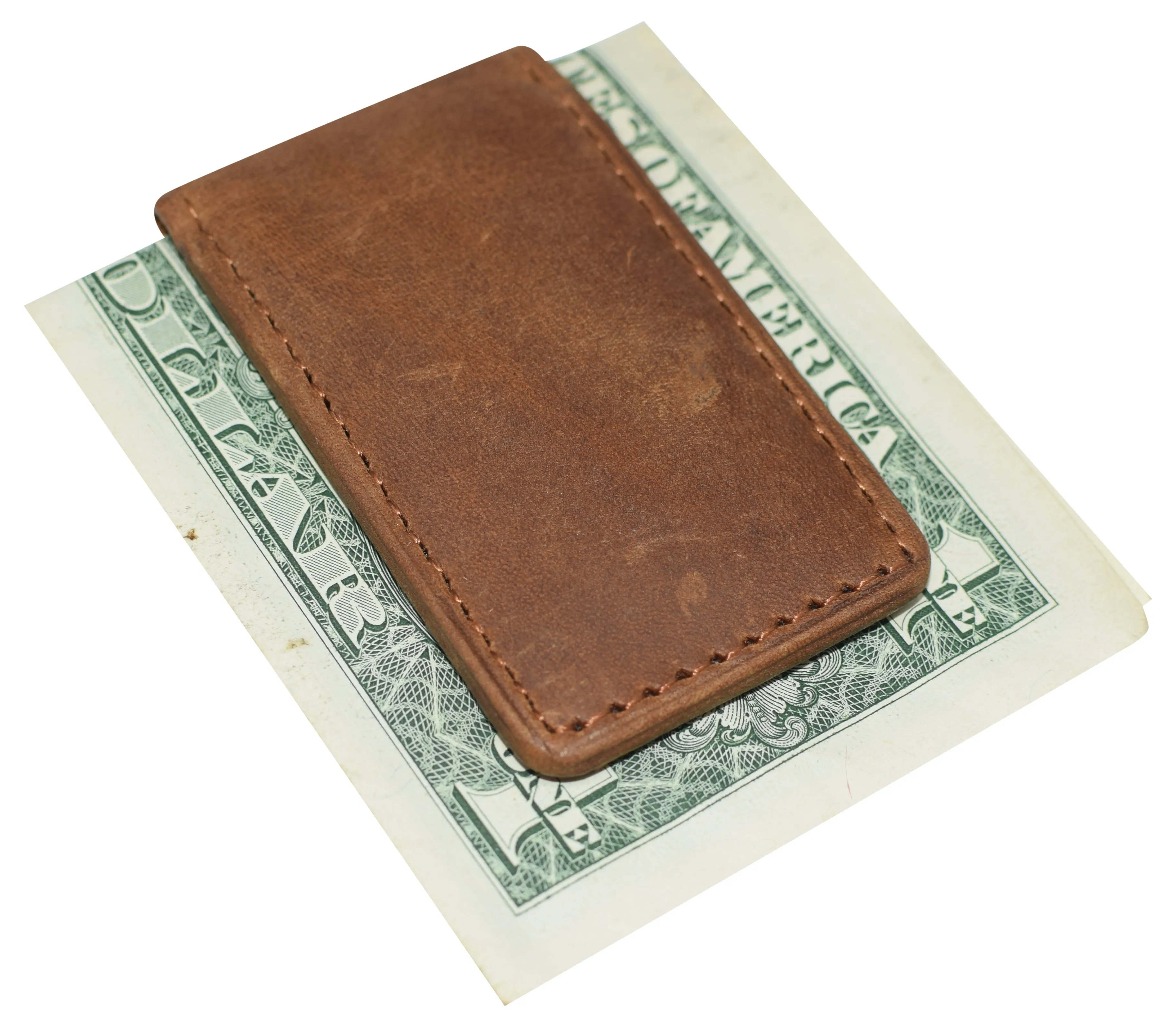 Slim Magnetic Money Clip Hunter Leather Business Card Holder for Men 812HUQ