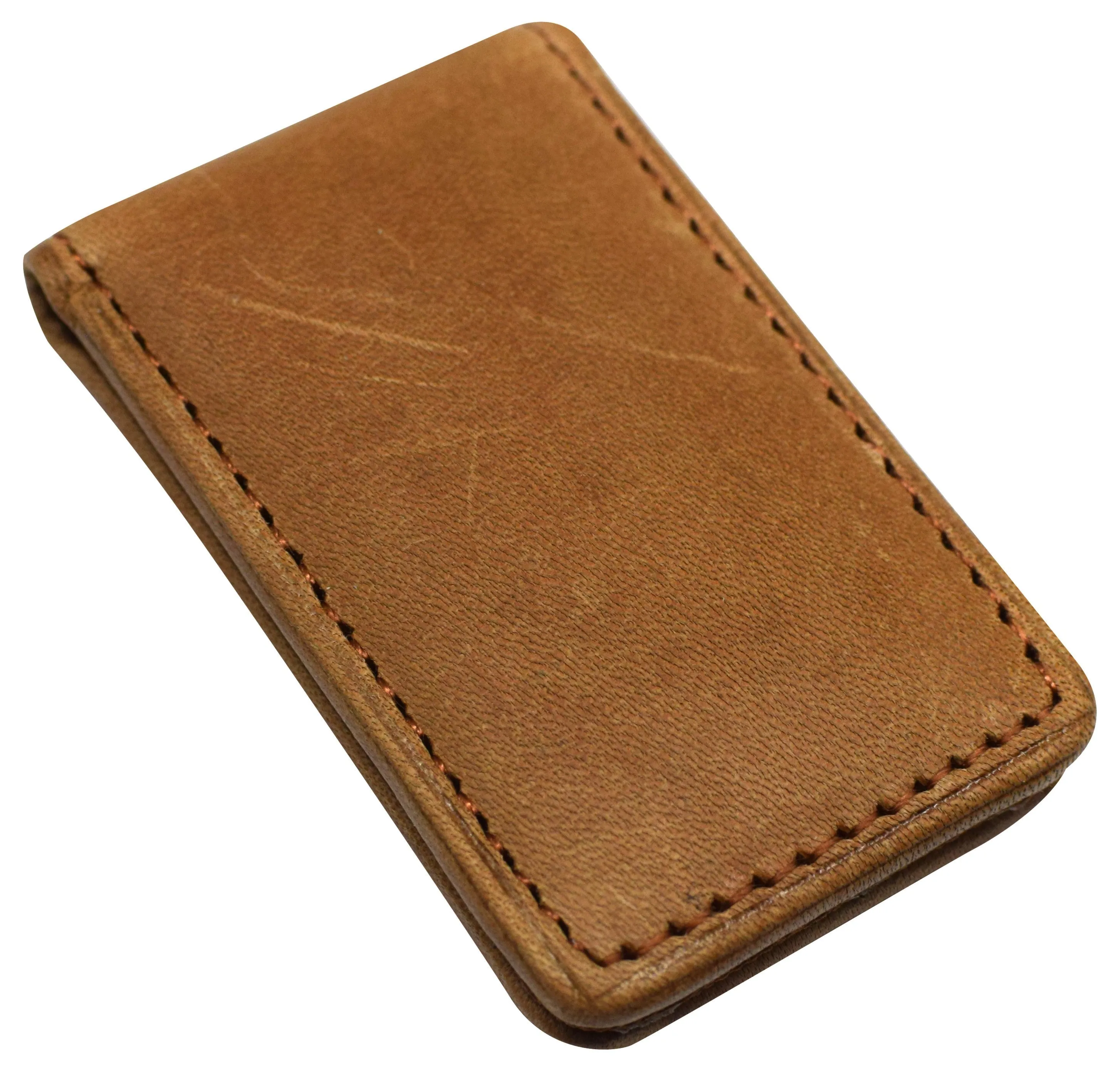 Slim Magnetic Money Clip Hunter Leather Business Card Holder for Men 812HUQ