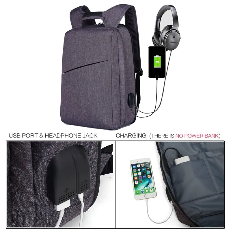 Slim Multi Compartment Laptop Backpack with USB Charging