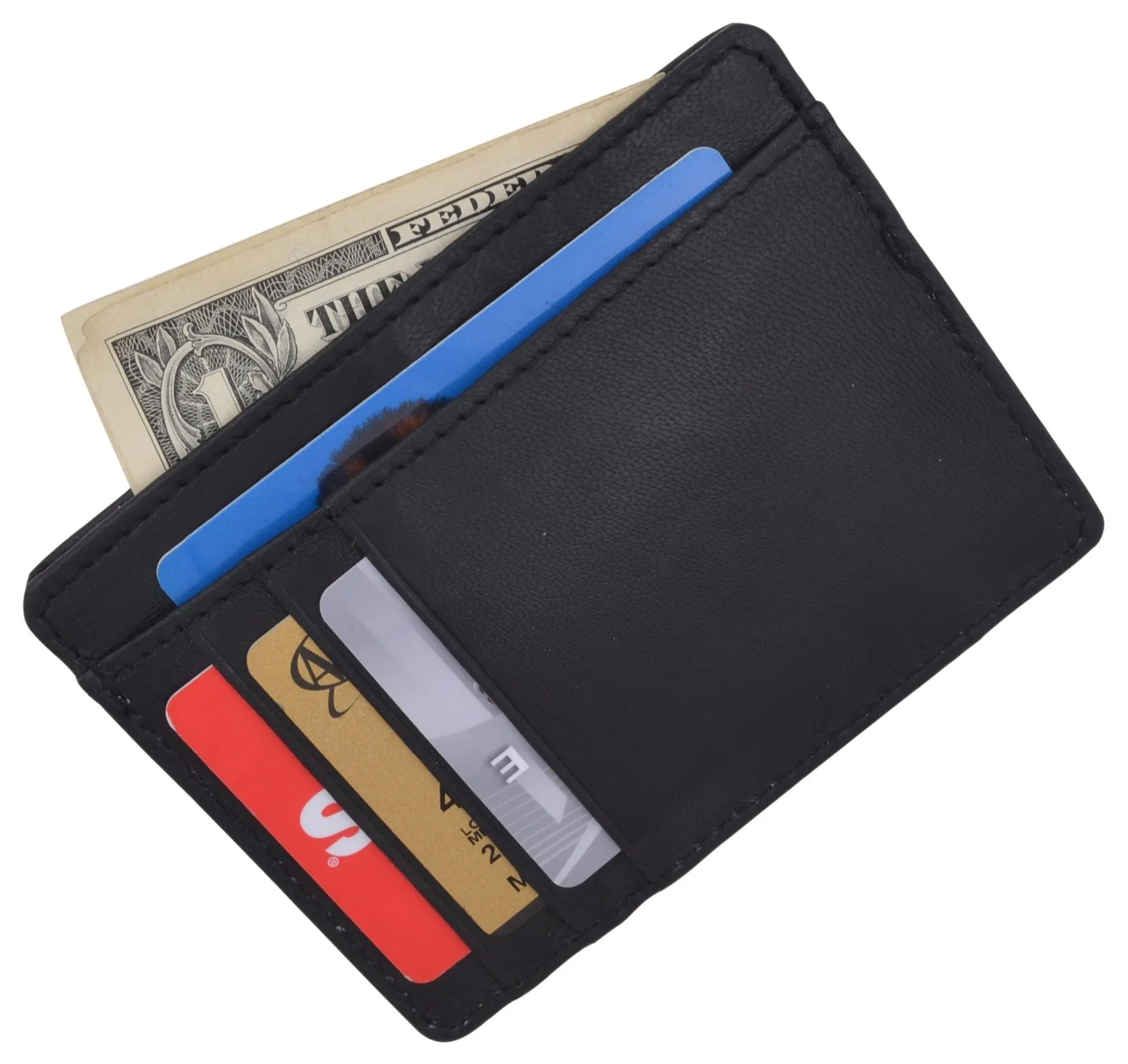 Slim Wallet Leather RFID Blocking ID Credit Card Holder Minimalist Gift for Men