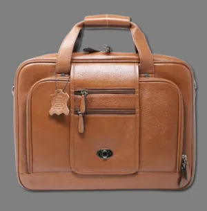 Taha Front Flap Genuine Leather Tan Laptop Bag