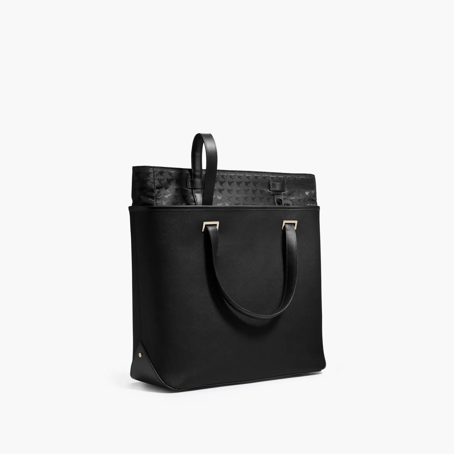 The Seville Tote - Saffiano Leather - Black / Gold / Grey