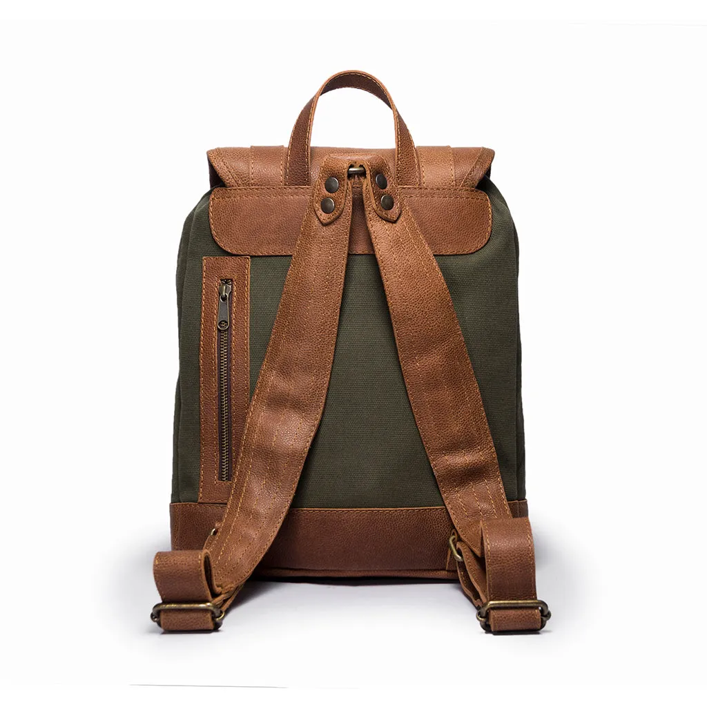 Tomcat  | Green | Cotton Canvas | Brown Leather