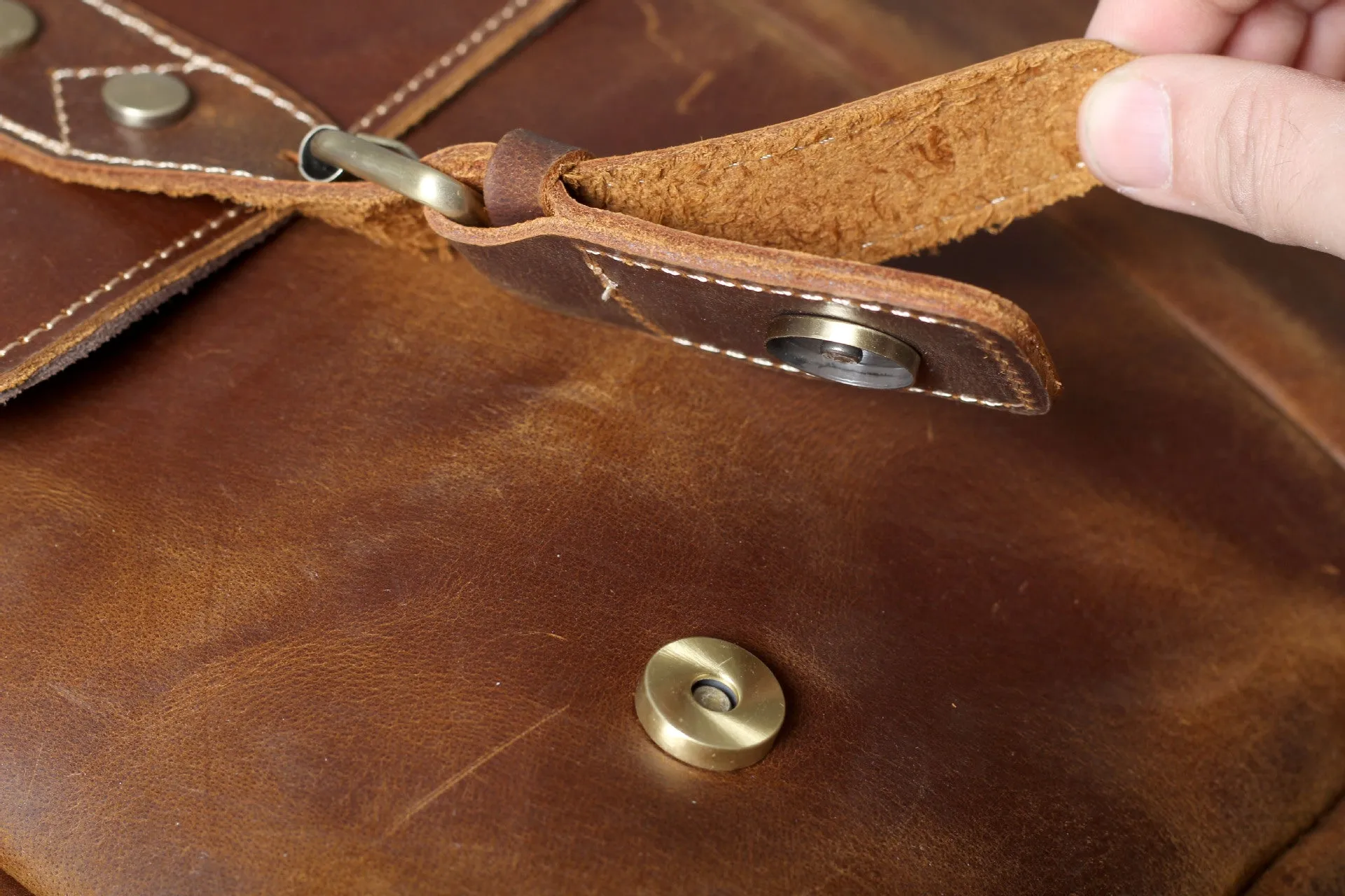 Vintage Cowhide Brown Leather Business Briefcase Bag 3091