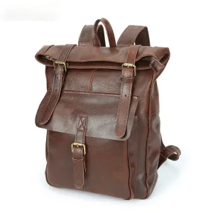 Vintage Leather Travel Backpack B8186