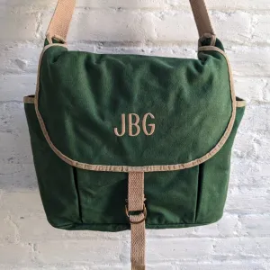 Vintage Minimalist Green Canvas Messenger Bag Preppy Satchel Laptop Crossbody