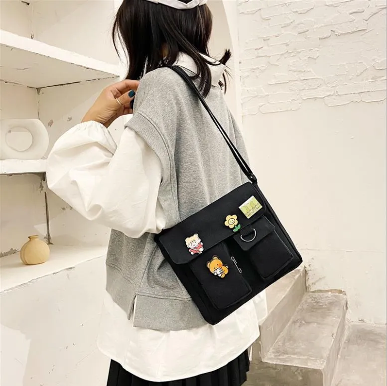 Vvsha 2022 Women Simple Crossbody Bag Cute Casual Satchel Girls Shoulder Bag Pouch Women Sweet Printed Canvas Cross School Bags Purse