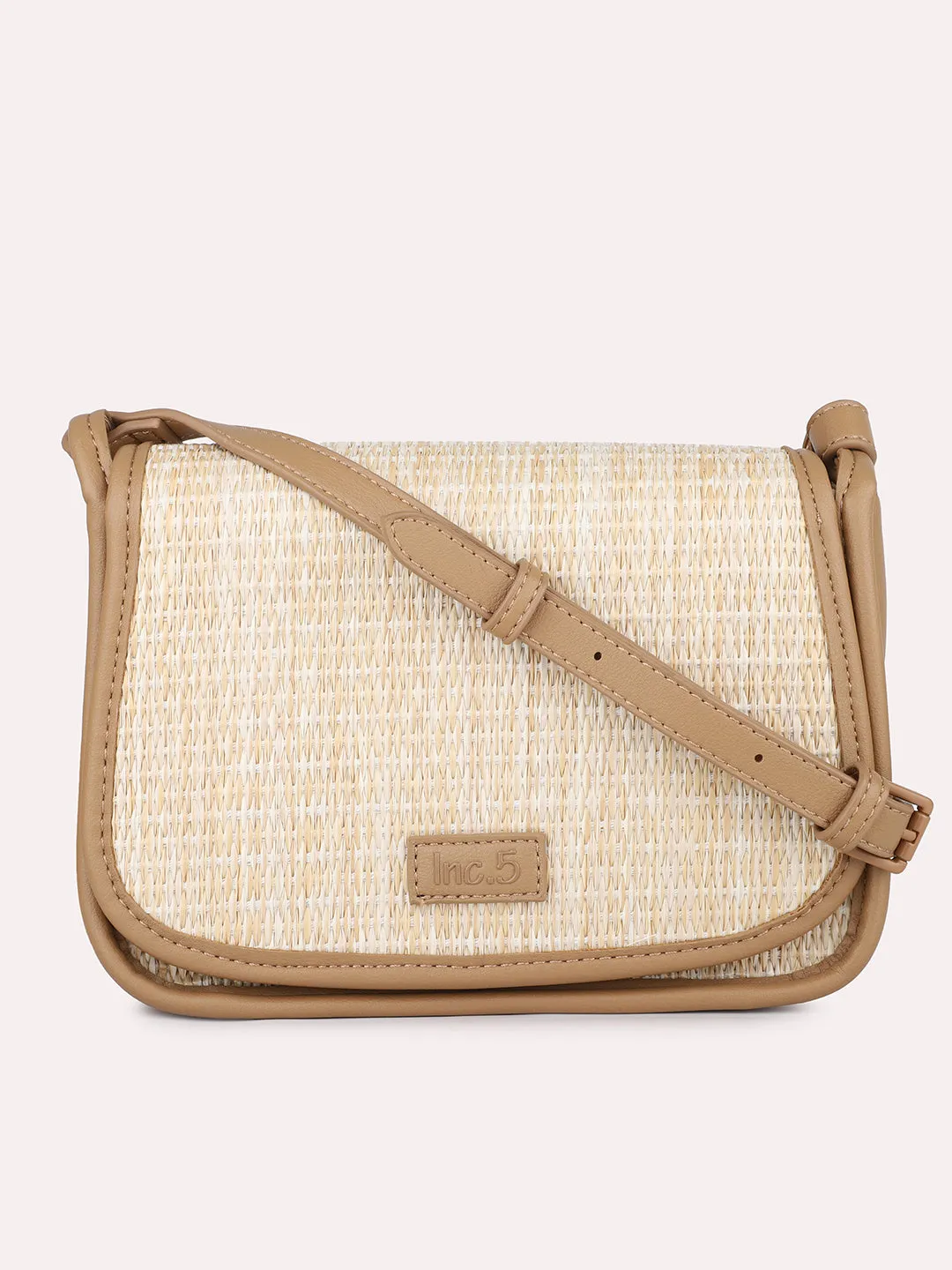 Women Dark Beige Textured Structured Sling Bag